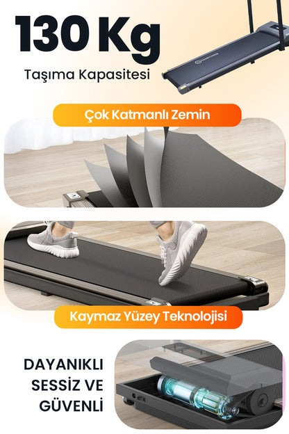 Dorimo Motion Pro Katlanabilir Koşu Bandı | 2 HP 130 kg 50x120 cm Bant 12 km/s Bluetooth Kumandalı Ev Tipi Yürüyüş Bandı