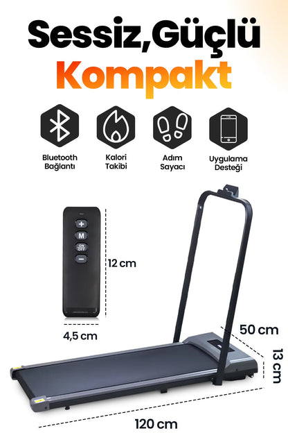 Dorimo Motion Pro Katlanabilir Koşu Bandı | 2 HP 130 kg 50x120 cm Bant 12 km/s Bluetooth Kumandalı Ev Tipi Yürüyüş Bandı