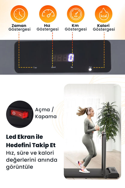Dorimo Motion Pro Katlanabilir Koşu Bandı | 2 HP 130 kg 50x120 cm Bant 12 km/s Bluetooth Kumandalı Ev Tipi Yürüyüş Bandı